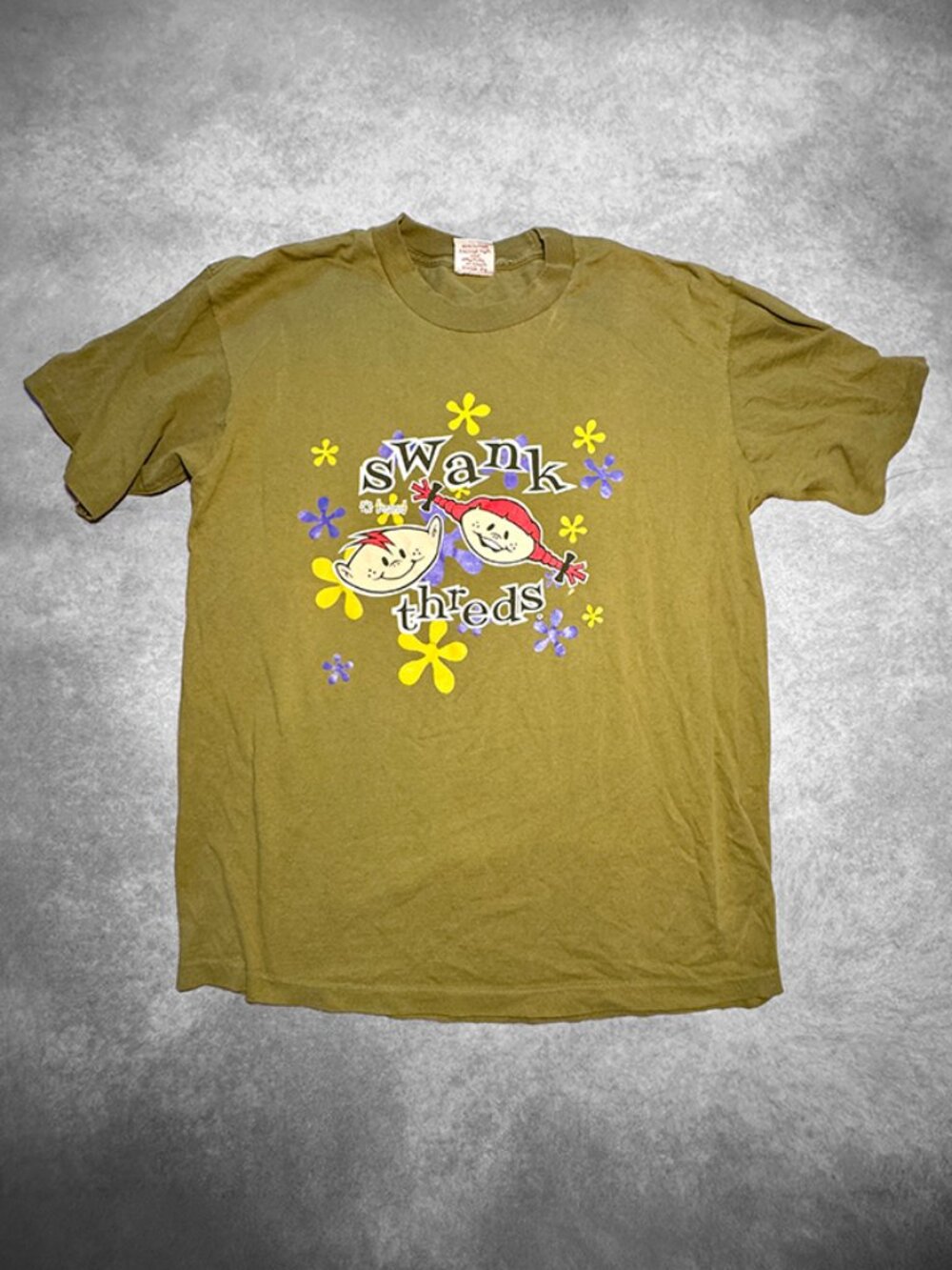 Vintage 1990s Swank Threds T-Shirt XL Made USA Rave Club Streetwear